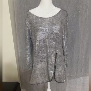 JM Collection Silver Women's Tunic Top